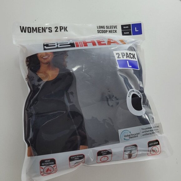 NEW  32 Degrees Womens Long Sleeve Scoop Neck Thermal Top 2-Pack  L // 25CT - Picture 2 of 9